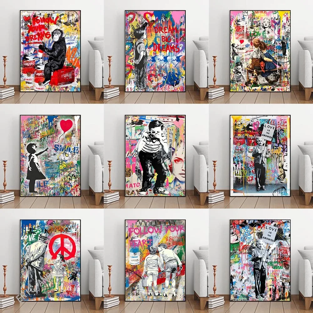 Banksy Poster Abstract Monkey and Kids Posters and Prints Art Graffiti Canvas Painting Pop Street Wall Picture Home Decor Cuadro
Banksy Poster Abstract Monkey and Kids Posters and Prints Art Graffiti Canvas Painting Pop Street Wall Picture Home Decor Cuadro
