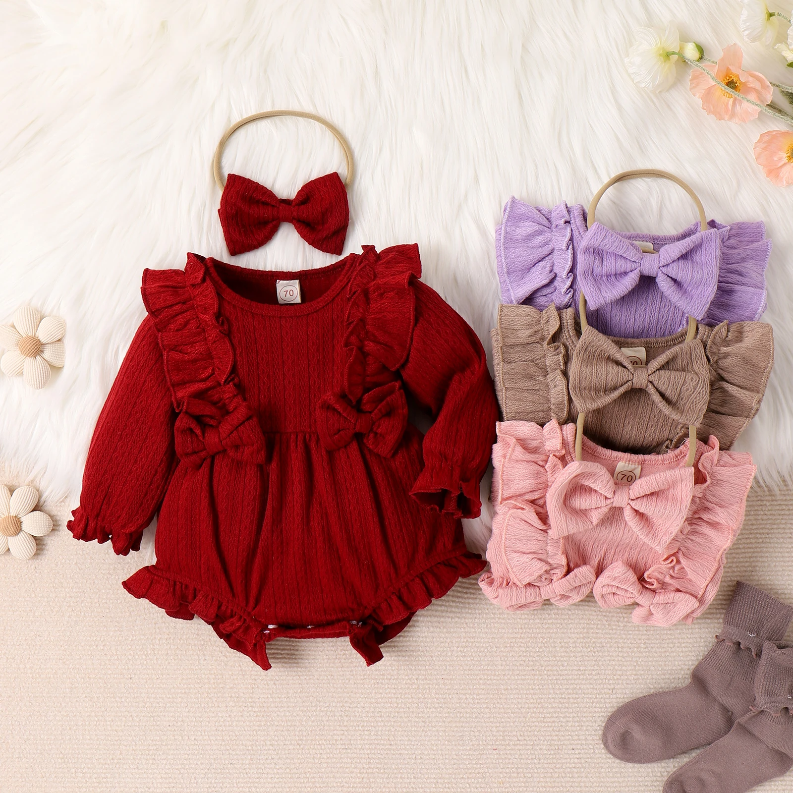 2023-06-17 Lioraitiin 0-18M Infant Baby Girl Fall Bodysuit Long Sleeve Solid Jumpsuit Round Neck Bow Romper with Headband
2023-06-17 Lioraitiin 0-18M Infant Baby Girl Fall Bodysuit Long Sleeve Solid Jumpsuit Round Neck Bow Romper with Headband