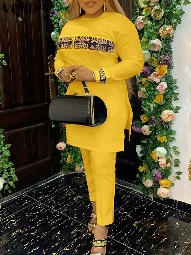 Women Sets 2023 VONDA Fashion Long Sleeve Elegant Printed Suits Sets Casual Elastic Waist Trousers And Tops Matching Sets
Women Sets 2023 VONDA Fashion Long Sleeve Elegant Printed Suits Sets Casual Elastic Waist Trousers And Tops Matching Sets