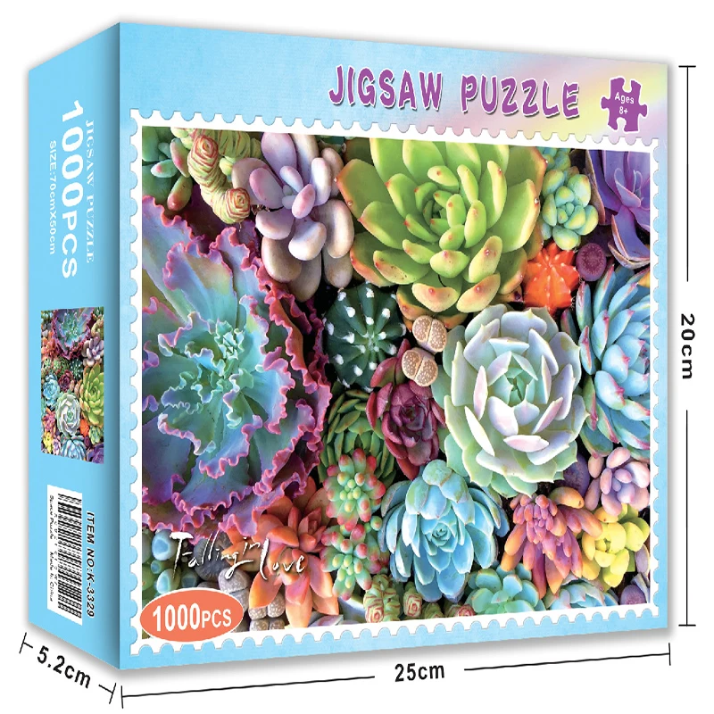 New 1000 Piece Puzzle For Adults Succulent Plants High Quality Paper Jigsaw 70*50cm Challenge Game Fidget Toy Gift Box Design
New 1000 Piece Puzzle For Adults Succulent Plants High Quality Paper Jigsaw 70*50cm Challenge Game Fidget Toy Gift Box Design