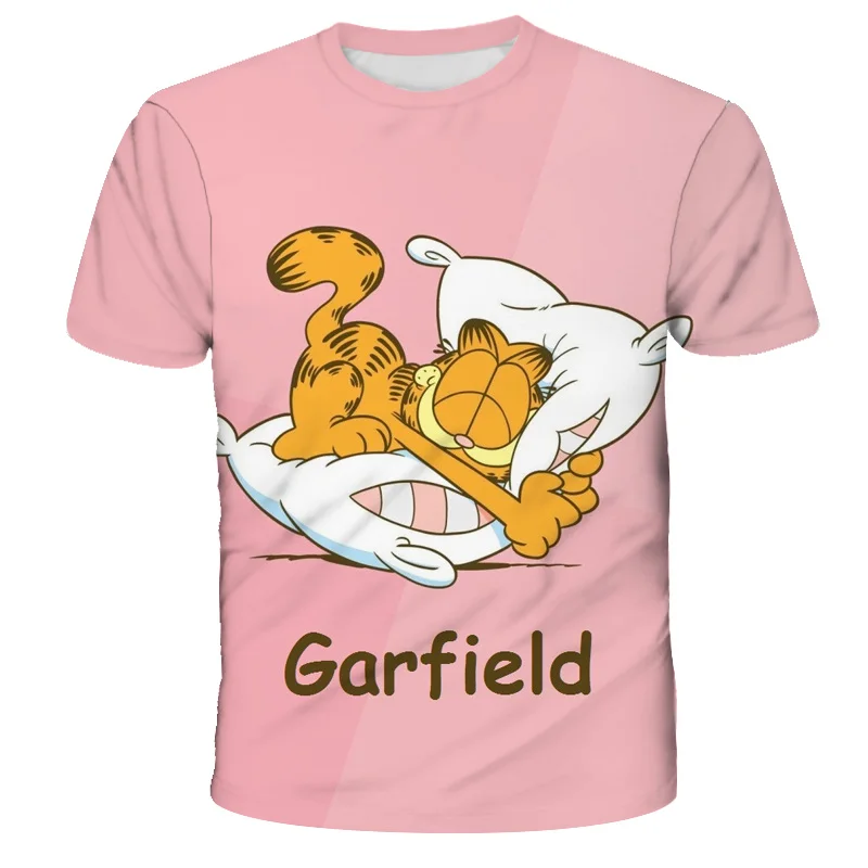 Новинка лета 2022 детская одежда милая мультяшная футболка Garfield крутая для малышей