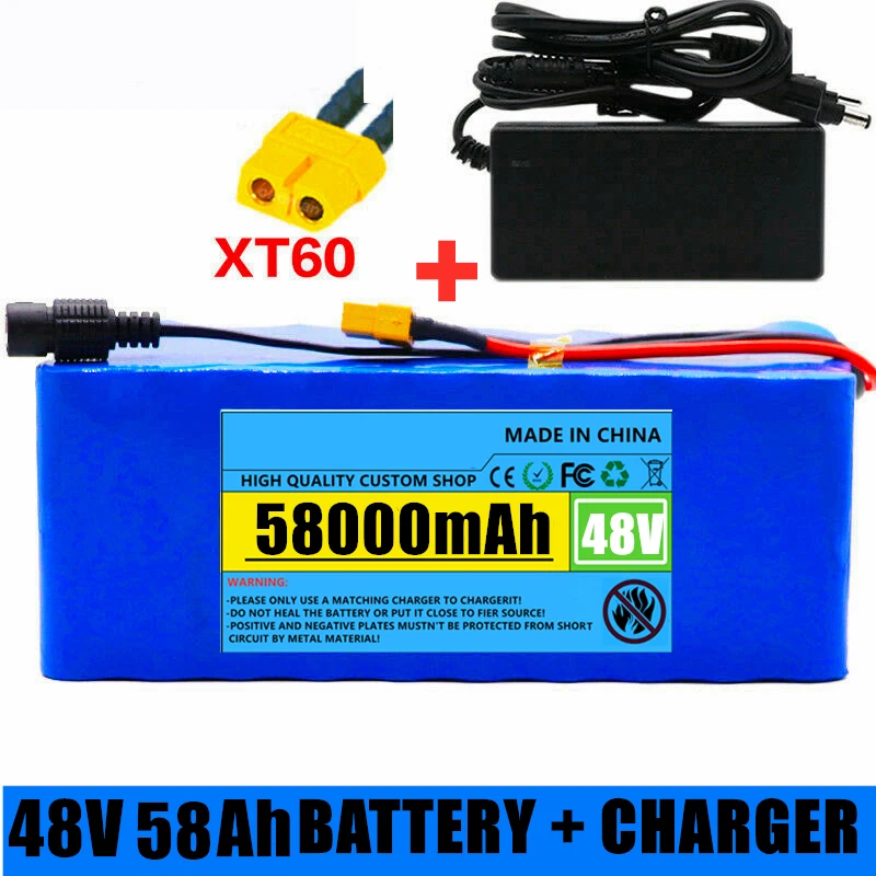 48v 58Ah Lithium Ion Battery 58000mAh 1000w Lithium Ion Battery Pack for 54.6v E-bike Electric Bicycle Scooter with BMS +Charger
48v 58Ah Lithium Ion Battery 58000mAh 1000w Lithium Ion Battery Pack for 54.6v E-bike Electric Bicycle Scooter with BMS +Charger