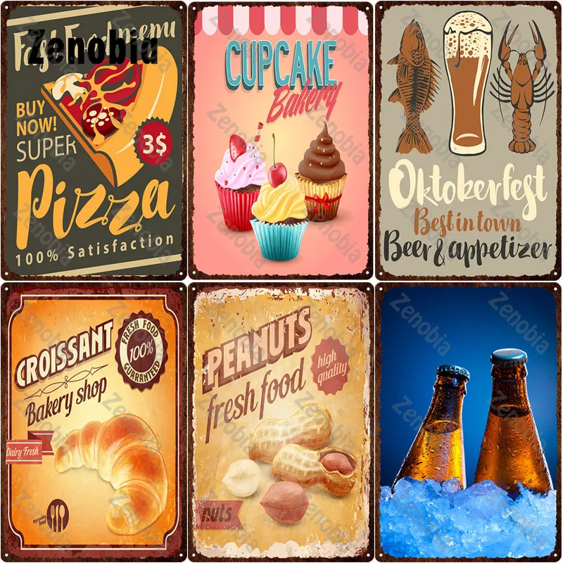 Food Metal Sign Classic Beer Wooden Barrel Metal Poster Cupcake Pizza Seafood Iron Painting Decorative Tin Sign Kitchen Decor
Food Metal Sign Classic Beer Wooden Barrel Metal Poster Cupcake Pizza Seafood Iron Painting Decorative Tin Sign Kitchen Decor
