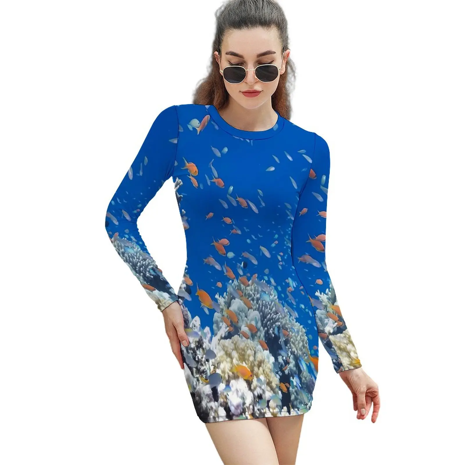 Tropical Marine Dress Long Sleeve Shoal of Fish Street Style Dresses Spring Sexy Bodycon Dress Female Custom Oversized Vestidos
Tropical Marine Dress Long Sleeve Shoal of Fish Street Style Dresses Spring Sexy Bodycon Dress Female Custom Oversized Vestidos