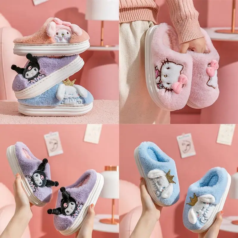 Sanrio Hellokitty Plush Slippers Kuromi Cinnamoroll Melody Kawaii Cartoon Flat Indoor Winter Warm Cotton Slides Anime Girl Gift
Sanrio Hellokitty Plush Slippers Kuromi Cinnamoroll Melody Kawaii Cartoon Flat Indoor Winter Warm Cotton Slides Anime Girl Gift
