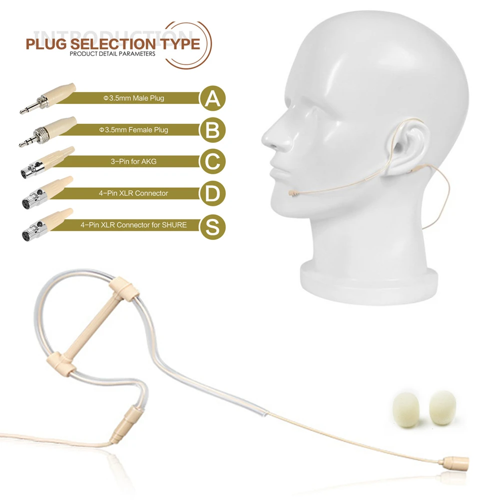 Beige Single Ear Hook Headset Mic Headworn Microphone Hand-free Operation 3.5mm 3 Pin 4 Pin XLR Plug With Microphone Cover
Beige Single Ear Hook Headset Mic Headworn Microphone Hand-free Operation 3.5mm 3 Pin 4 Pin XLR Plug With Microphone Cover