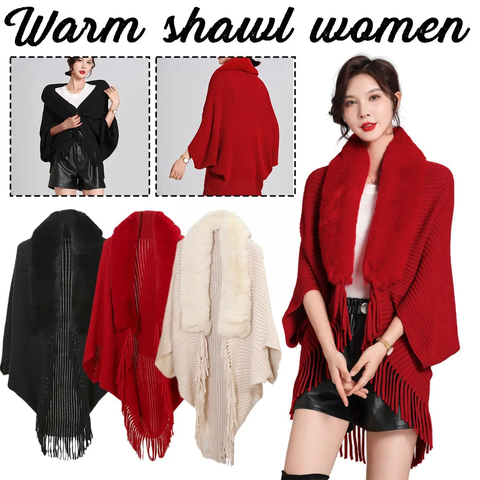 Large Faux Fur Collar Winter Shawls Knitted Fringe Fashion Sweater Cardigan Sleeve Elegant Cloak Women Long Wrap Batwing Po G6X8
Large Faux Fur Collar Winter Shawls Knitted Fringe Fashion Sweater Cardigan Sleeve Elegant Cloak Women Long Wrap Batwing Po G6X8