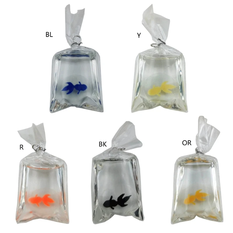 

MXME Resin Goldfish Water Bag Charm Decorative Pendants for DIY Crafts Goldfish in Water Bag Pattern Charm Jewelry Making