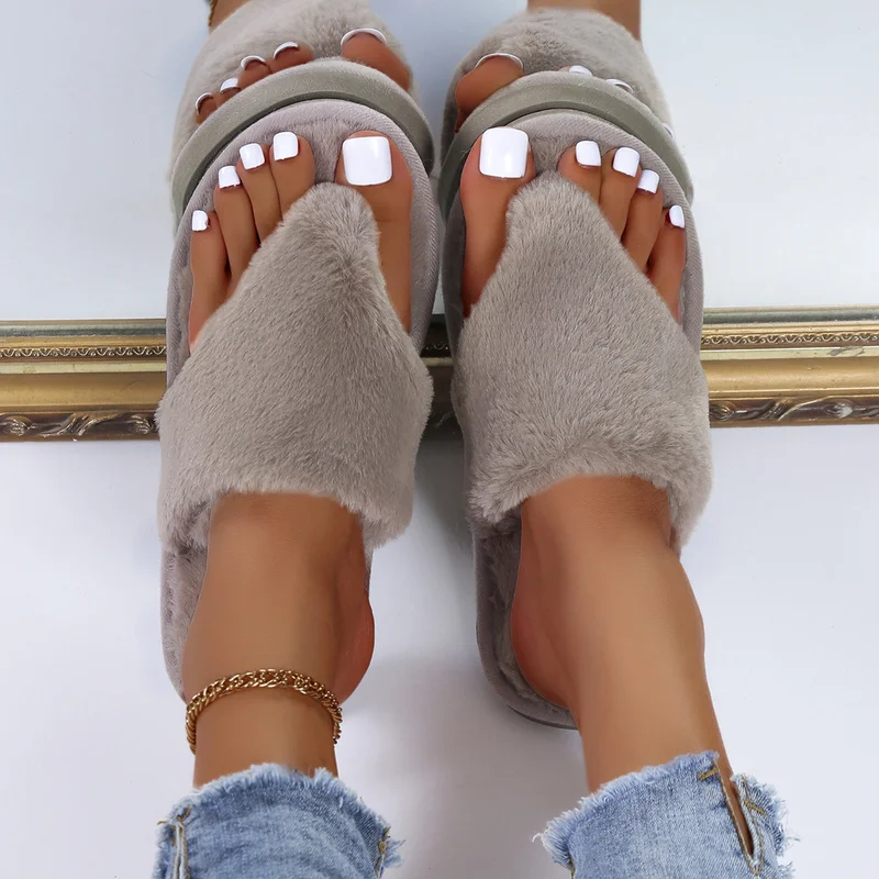 Comfortable Unique Women's Shoes Autumn Winter Fur Slippers Flat-soled Cotton Slippers Home Indoor and Outdoor Wear A Word Drag
Comfortable Unique Women's Shoes Autumn Winter Fur Slippers Flat-soled Cotton Slippers Home Indoor and Outdoor Wear A Word Drag