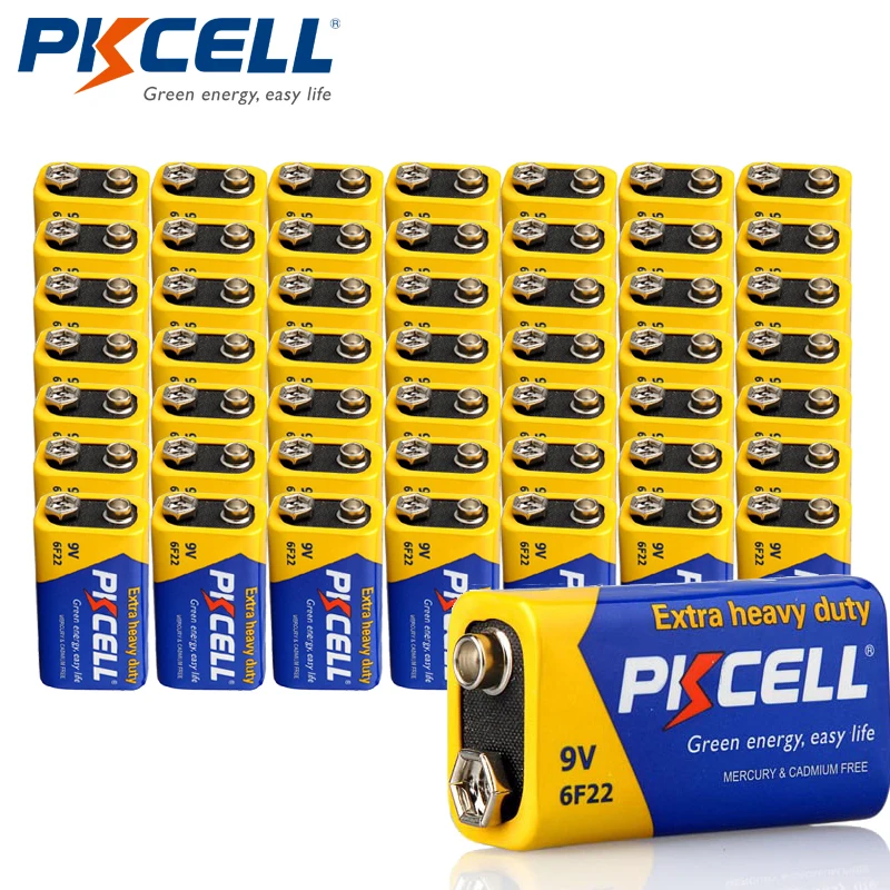 50 шт., сверхмощные аккумуляторы PKCELL 6F22, 9 в
50 шт., сверхмощные аккумуляторы PKCELL 6F22, 9 в