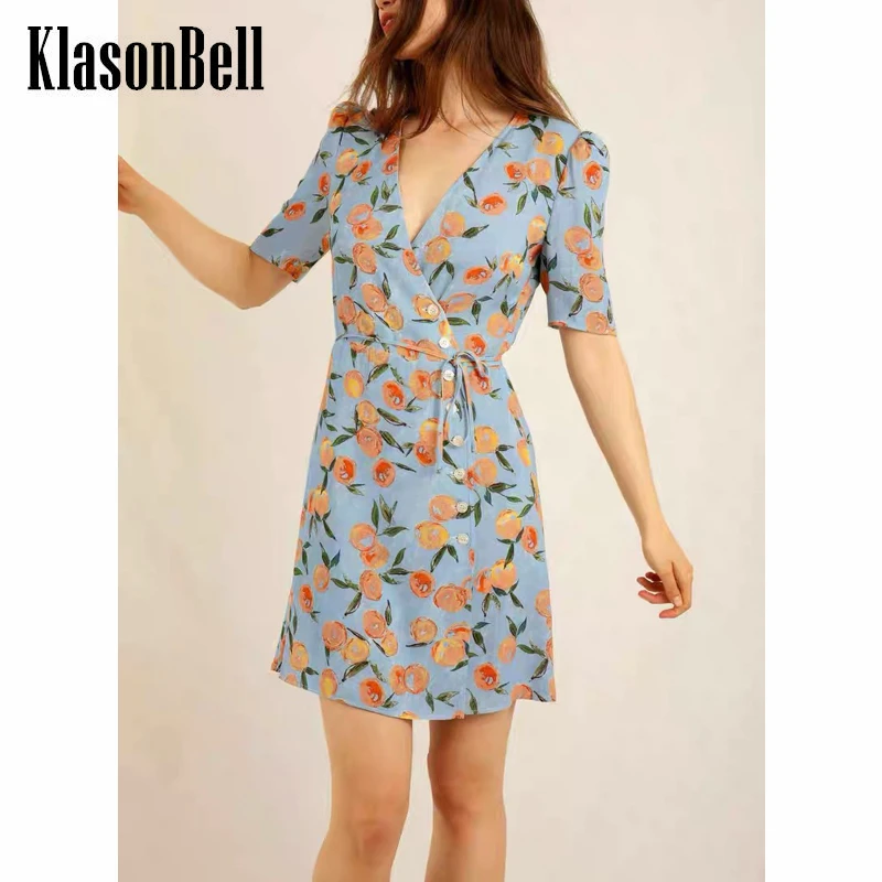 7.6 KlasonBell Vintage Holiday 100% Silk V-Neck Puff Sleeve Print Collect Waist A-Line Dress Women
7.6 KlasonBell Vintage Holiday 100% Silk V-Neck Puff Sleeve Print Collect Waist A-Line Dress Women