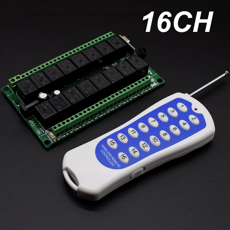 DC12V 16CH Long Range Radio Controller RF Wireless Remote Control Switch 24V Relay 16 Channel Transmitter 433MHz
DC12V 16CH Long Range Radio Controller RF Wireless Remote Control Switch 24V Relay 16 Channel Transmitter 433MHz