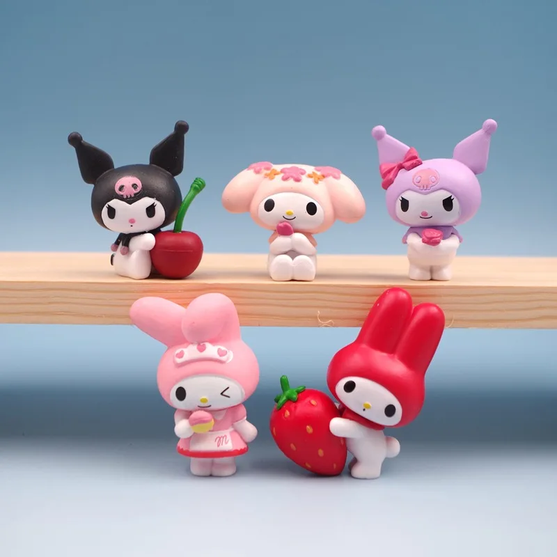 Sanrio Fruit Series My Melody Kuromi Anime Figures 5pcs Cute Doll Japanese Pink Bows Pvc Materials Diy Accessories Gifts Toys
Sanrio Fruit Series My Melody Kuromi Anime Figures 5pcs Cute Doll Japanese Pink Bows Pvc Materials Diy Accessories Gifts Toys