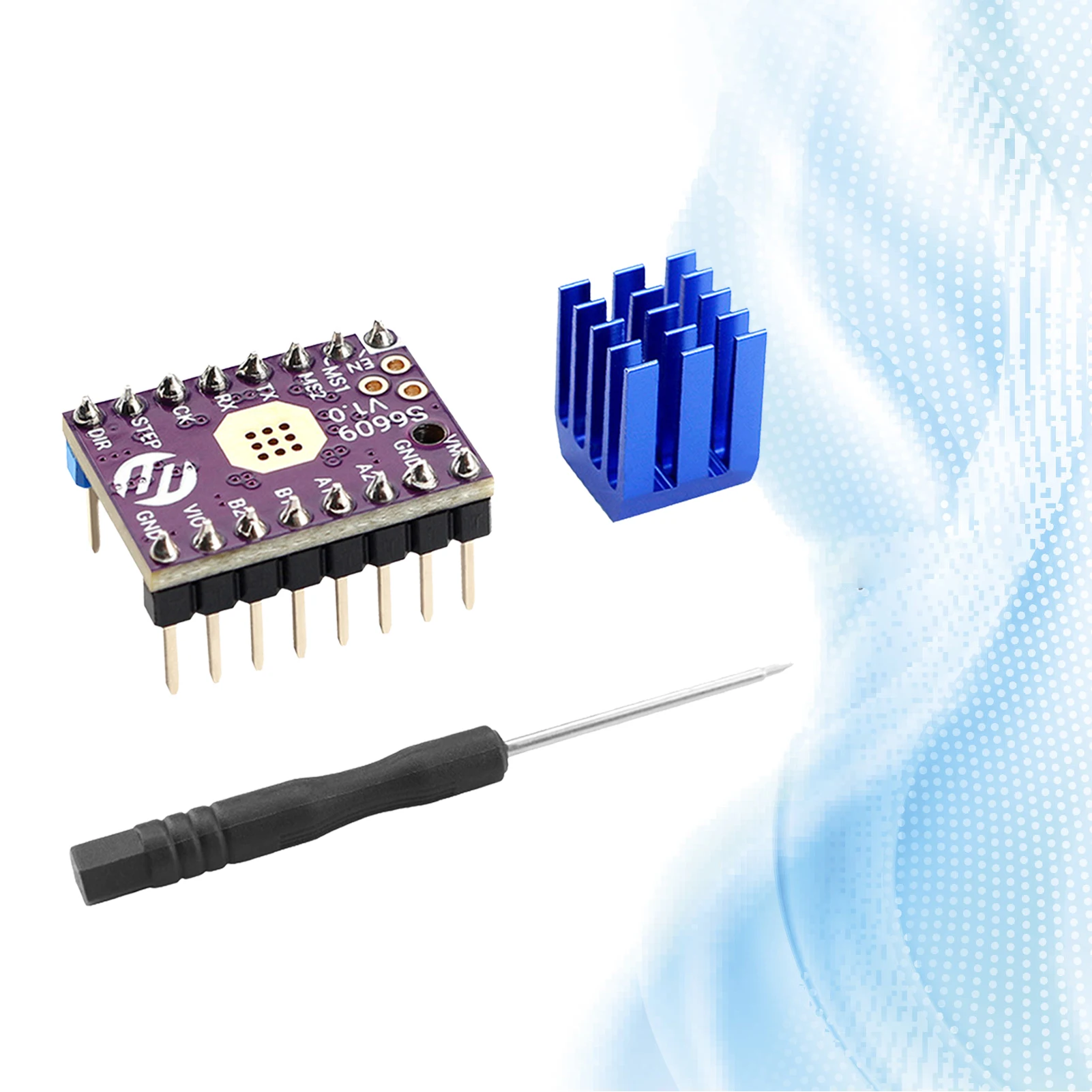 S6609 Stepper Motor Silent Driver Module Convenient 3D Printer Parts Accessory With Heat Sink Compatible With TMC2208 256
S6609 Stepper Motor Silent Driver Module Convenient 3D Printer Parts Accessory With Heat Sink Compatible With TMC2208 256