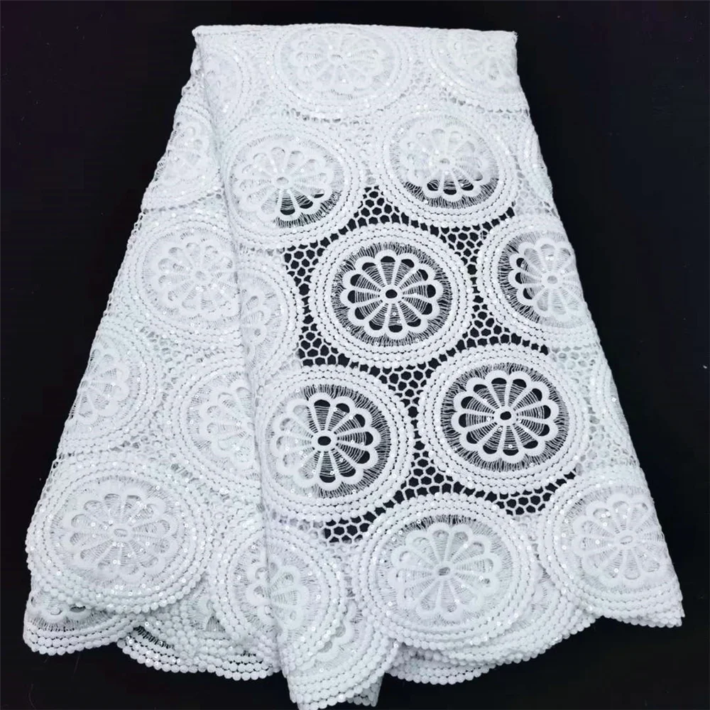 Off White Full Sequins African Cord Lace Fabric High Quality Circle Guipure Nigeria Water Soluble Neting Fabrics 5 Yards W951
Off White Full Sequins African Cord Lace Fabric High Quality Circle Guipure Nigeria Water Soluble Neting Fabrics 5 Yards W951