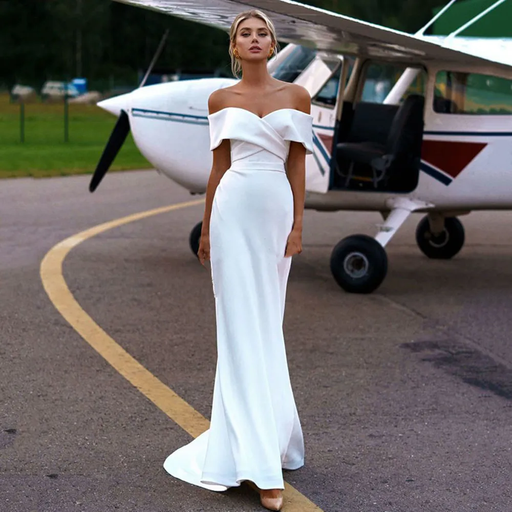 Simple And Clean Satin Mermaid Wedding Dress Off Shoulder Bride Dresses With Detachable Train Princess Wedding Party Gowns
Simple And Clean Satin Mermaid Wedding Dress Off Shoulder Bride Dresses With Detachable Train Princess Wedding Party Gowns