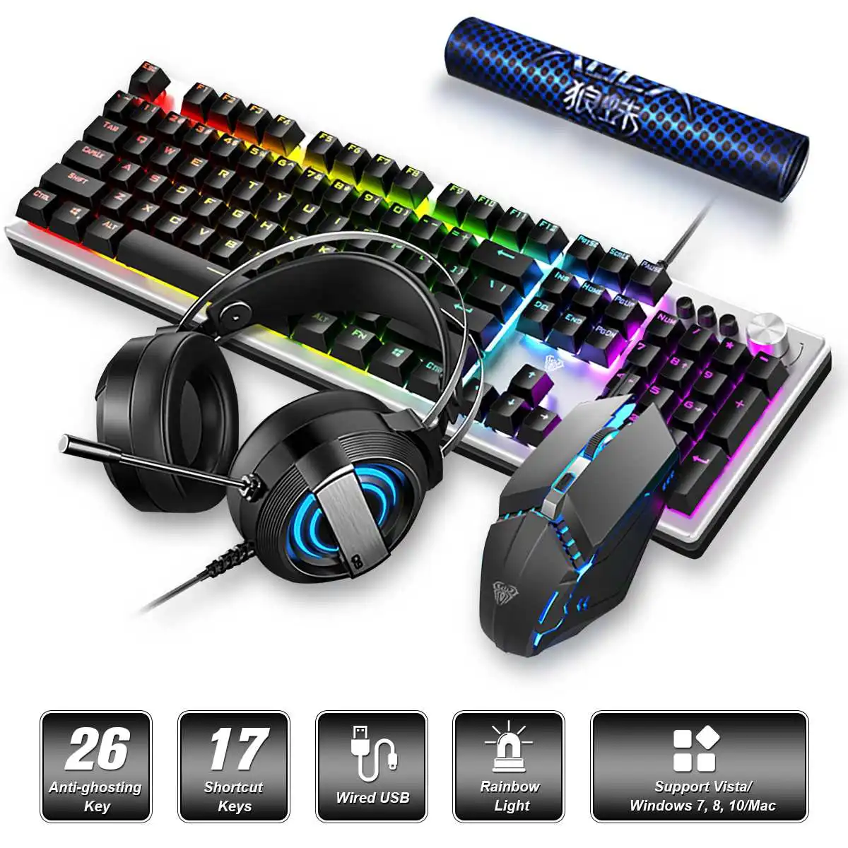 Механическая игровая клавиатура, 4 шт., 104 клавиш, USB RGB подсветка, эргономичная мышь, набор гарнитуры для ноутбука, периферийные устройства
Механическая игровая клавиатура, 4 шт., 104 клавиш, USB RGB подсветка, эргономичная мышь, набор гарнитуры для ноутбука, периферийные устройства