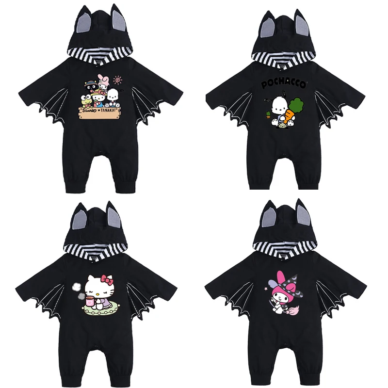 Sanrioed аниме Kuromi Cinnamoroll Mymelody понравико новорожденные дети Хэллоуин Мультфильм Косплей Костюм Комбинезон Тыква Костюм подарок