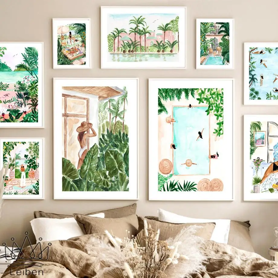 Moroccan Pool Party Canvas Painting Nordic Girl Palm Leaf Landscape Illustration Wall Art Posters and Prints Home Decor Bedroom
Moroccan Pool Party Canvas Painting Nordic Girl Palm Leaf Landscape Illustration Wall Art Posters and Prints Home Decor Bedroom