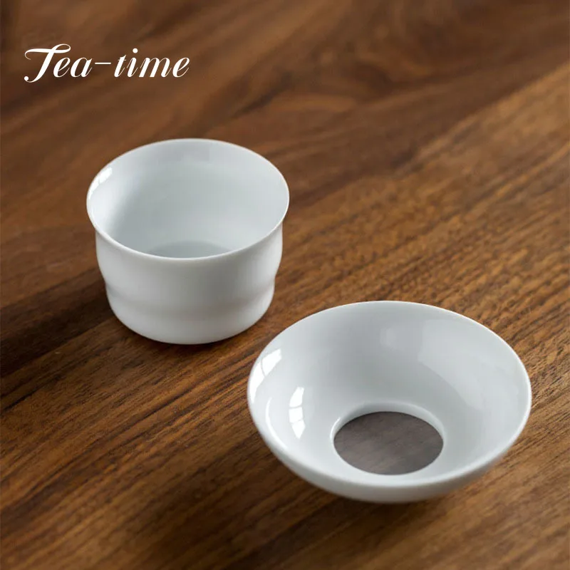 

Sweet White Jade Porcelain Tea Leak Tea Filter Creative Ceramic Loose Tea Leaf Spice Tea Filter Home Kung Fu Tea Set Accessories