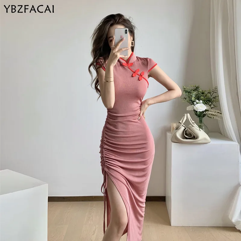 YBZFACAI Evening Dress Retro Cheongsam Dress Sexy Split Drawstring SlimTemperament Girl High-End Pink Long Skirt Female Summerr
YBZFACAI Evening Dress Retro Cheongsam Dress Sexy Split Drawstring SlimTemperament Girl High-End Pink Long Skirt Female Summerr