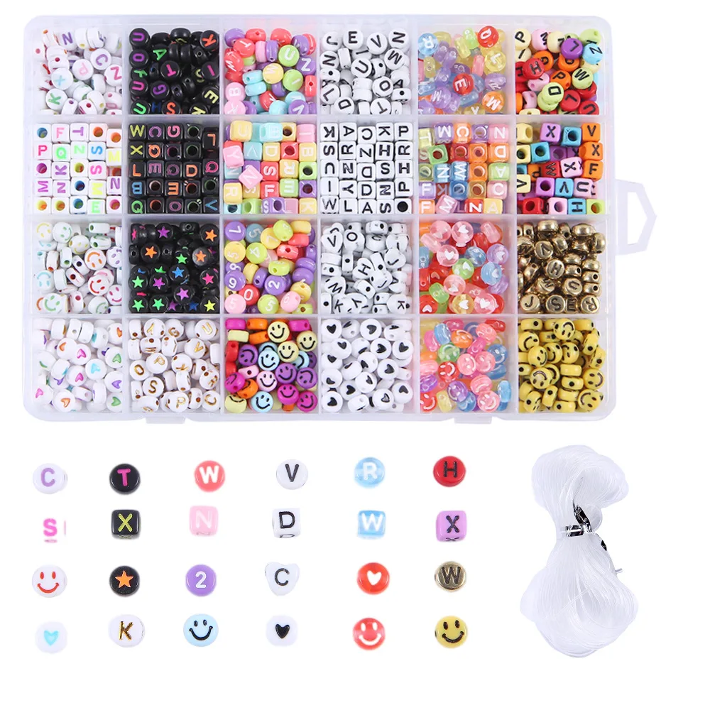 24 Grid Bead Set Box Acrylic Mixed Color Alphabet Letter Cube Spacer Loose Bead For Bracelet Necklace Jewelry Making Accessories
24 Grid Bead Set Box Acrylic Mixed Color Alphabet Letter Cube Spacer Loose Bead For Bracelet Necklace Jewelry Making Accessories