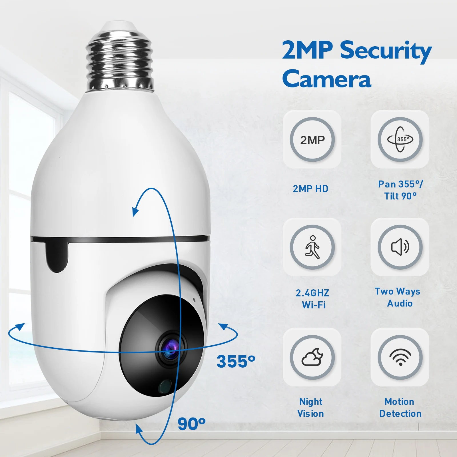 E27 Bulb Wifi Camera HD Infrared Night Vision Two Way Talk Baby Monitor Auto Tracking for Home Security
E27 Bulb Wifi Camera HD Infrared Night Vision Two Way Talk Baby Monitor Auto Tracking for Home Security