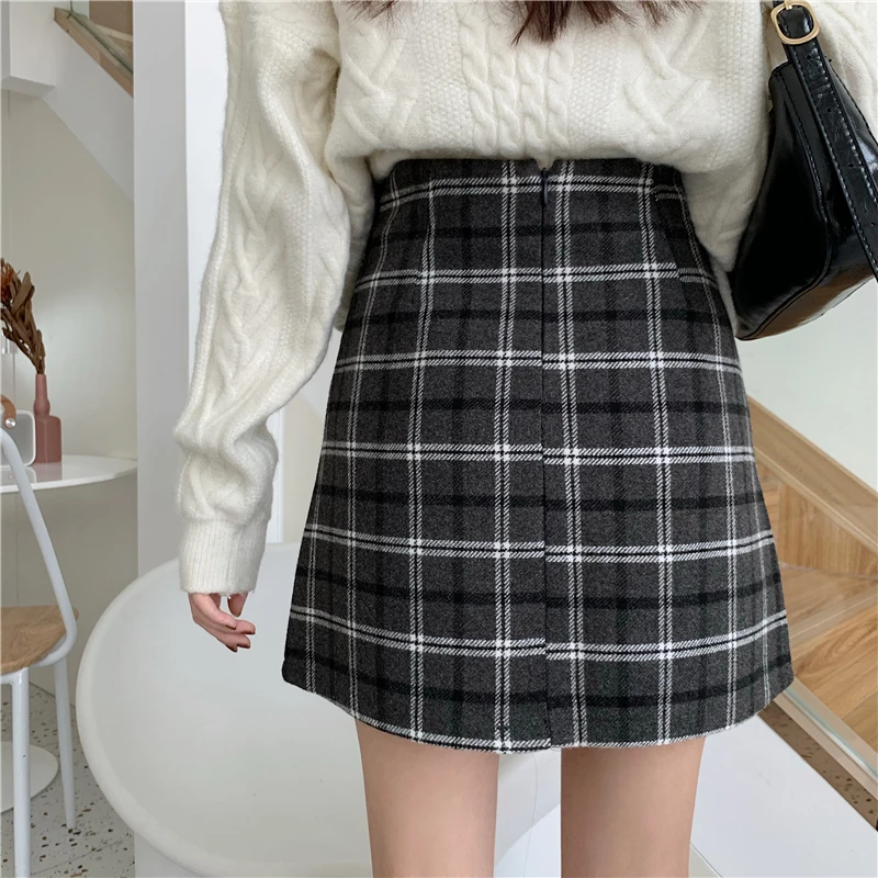Skirts Women Thickening Plaid Casual Above Knee Preppy Style Retro Zipper Vintage Fashion All-match Chic Soft Hot Sale
Skirts Women Thickening Plaid Casual Above Knee Preppy Style Retro Zipper Vintage Fashion All-match Chic Soft Hot Sale