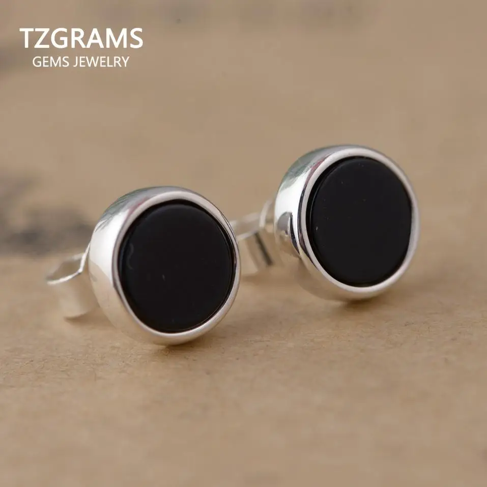 Real 925 Sterling Silver Earrings For Women Simple Elegant Design Smooth Plane Natural Black Onyx Stone 0.7cm Round Shaped
Real 925 Sterling Silver Earrings For Women Simple Elegant Design Smooth Plane Natural Black Onyx Stone 0.7cm Round Shaped