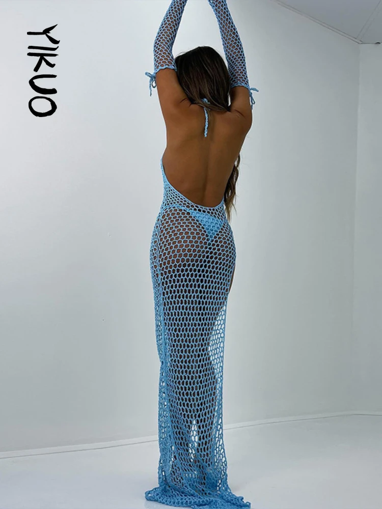 YIKUO Crochet Knitted See Through Net Dress Sexy Bikini Cover Up Beach Maxi Dresses for Women 2022 Vacation Outfits
YIKUO Crochet Knitted See Through Net Dress Sexy Bikini Cover Up Beach Maxi Dresses for Women 2022 Vacation Outfits