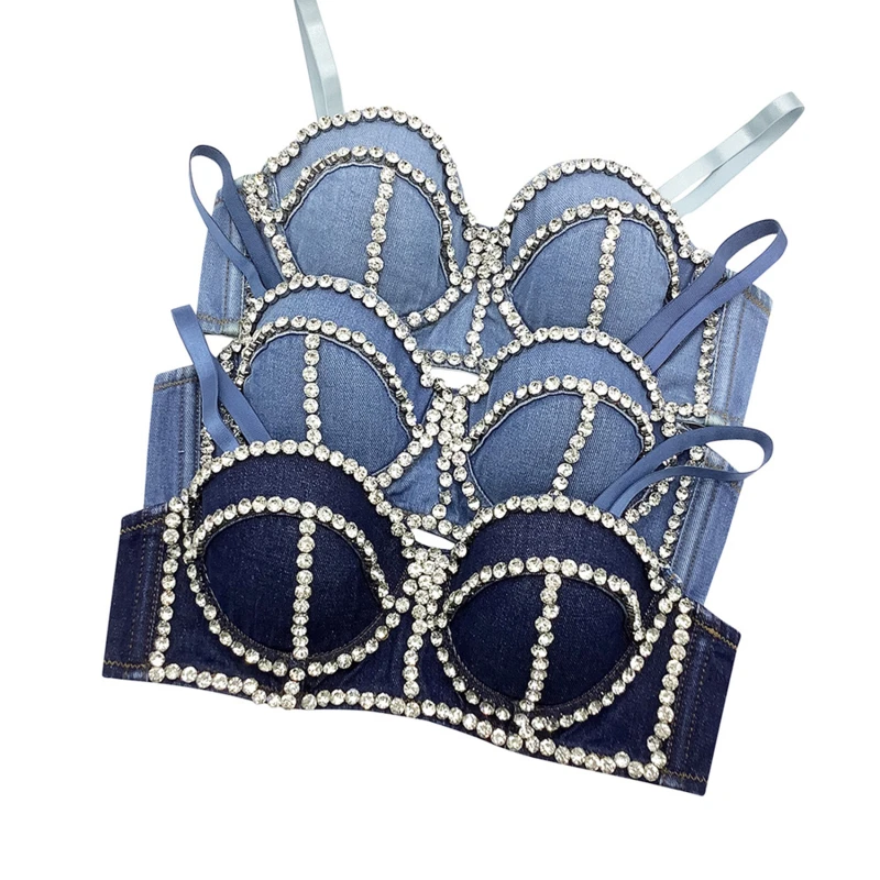 2023 New Women Denim Tube Tops Diamond Beaded Strapless Vest Lace Up Zipper Bustier Bra Night Club Party Tank Top Female Bras
2023 New Women Denim Tube Tops Diamond Beaded Strapless Vest Lace Up Zipper Bustier Bra Night Club Party Tank Top Female Bras