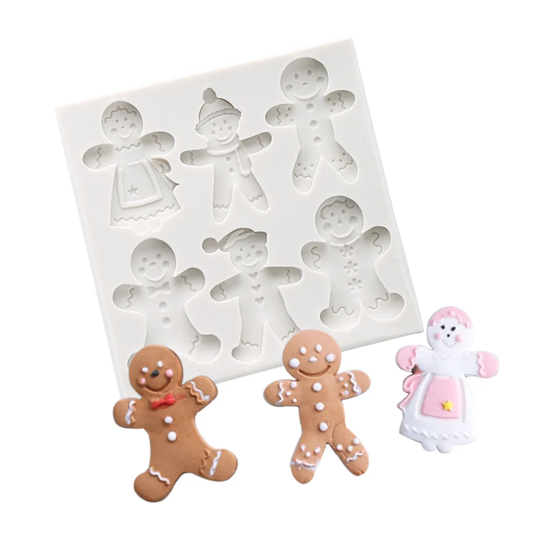 

Christmas Gingerbread Snowman Silicone Mold Xmas Series Fondant Chocolate Cake Decoration Candy Cookie Mould Kitchen Baking Tool