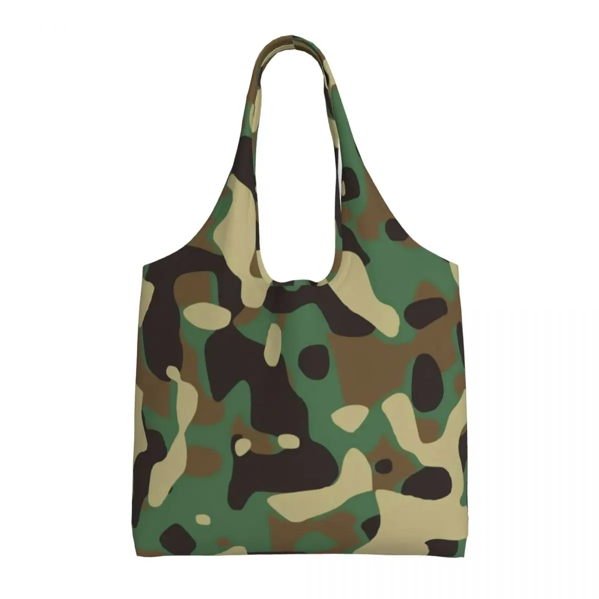 

Military Camo Shopping Bag Cool Gift Sloth Camouflage Bulk Reusable Handbag Polyester Office Student Bags