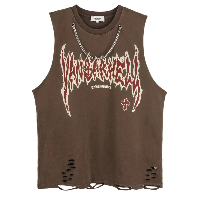 American High Street Washed Letters Printed Hip Hop Tank Top Men's Vest Gothic Punk Fashion Brand Bottom Hole Sleeveless T-shirt
American High Street Washed Letters Printed Hip Hop Tank Top Men's Vest Gothic Punk Fashion Brand Bottom Hole Sleeveless T-shirt