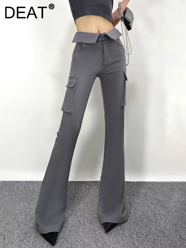 DEAT Fashion Women's Flare Pant Slim High Waist Pockets Solid Color Floor-length Suit Trouser Female Autumn 2023 New Tide 7AB277
DEAT Fashion Women's Flare Pant Slim High Waist Pockets Solid Color Floor-length Suit Trouser Female Autumn 2023 New Tide 7AB277