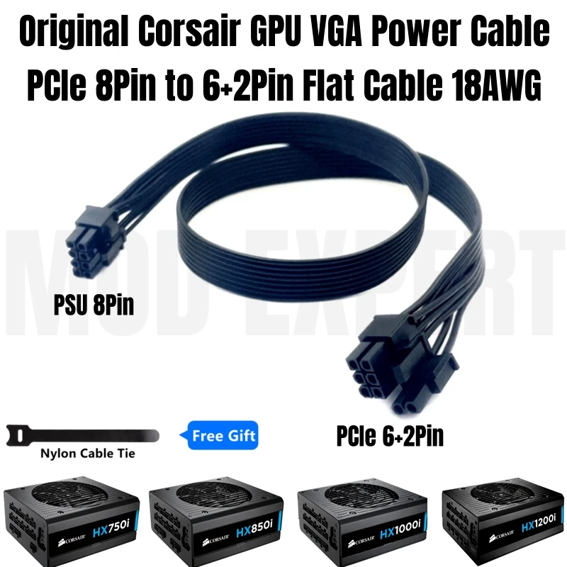 Corsair Original PCIe 8Pin to Single 8Pin 6+2P VGA GPU Power Cable for HX750i HX850i HX1000i HX1200i Modular Power Supply 650mm
Corsair Original PCIe 8Pin to Single 8Pin 6+2P VGA GPU Power Cable for HX750i HX850i HX1000i HX1200i Modular Power Supply 650mm
