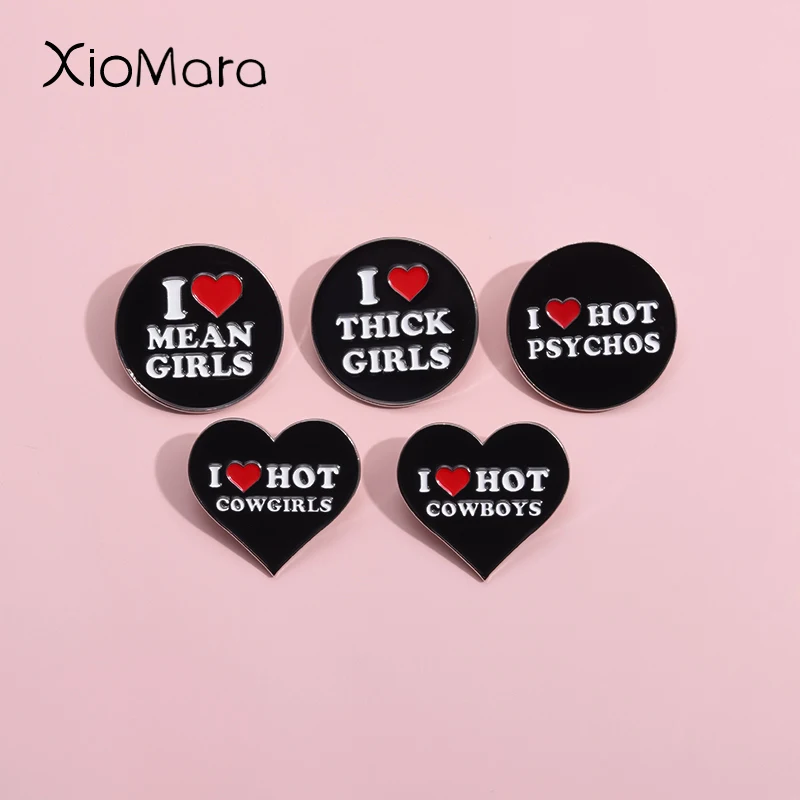 I Love Hot Cowgirls Enamel Pins I Love Cool Girls Psychos Cowboy Brooch Lapel Badges Heart Punk Jewelry Gift For Best Friend
I Love Hot Cowgirls Enamel Pins I Love Cool Girls Psychos Cowboy Brooch Lapel Badges Heart Punk Jewelry Gift For Best Friend