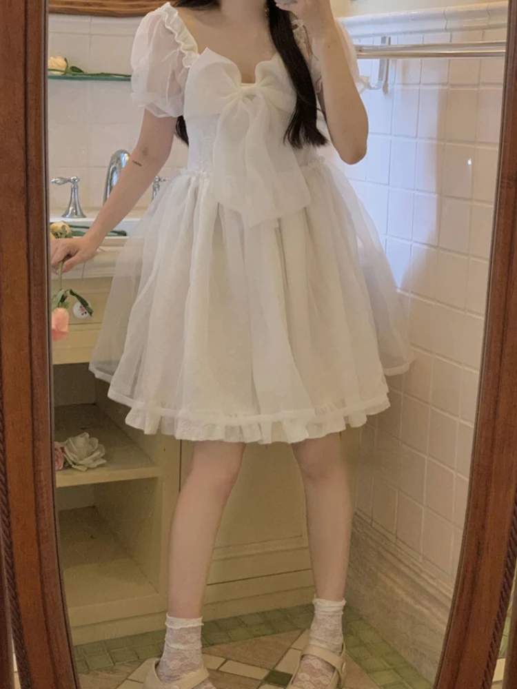 Lolita Kawaii Short Sleeve Dress Women Elegant Fairy Y2k Mini Dress Party 2022 Summer Casual Sweet One Piece Dress Korean Bow
Lolita Kawaii Short Sleeve Dress Women Elegant Fairy Y2k Mini Dress Party 2022 Summer Casual Sweet One Piece Dress Korean Bow