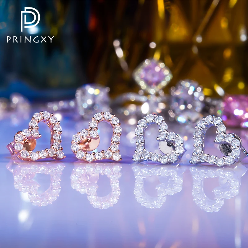 PRINGXY 925 Silver Cubic Zirconia Heart Stud Earrings Rose Gold Small Light Luxury New Cute Sweet Earrings Valentine's Day 
PRINGXY 925 Silver Cubic Zirconia Heart Stud Earrings Rose Gold Small Light Luxury New Cute Sweet Earrings Valentine's Day
