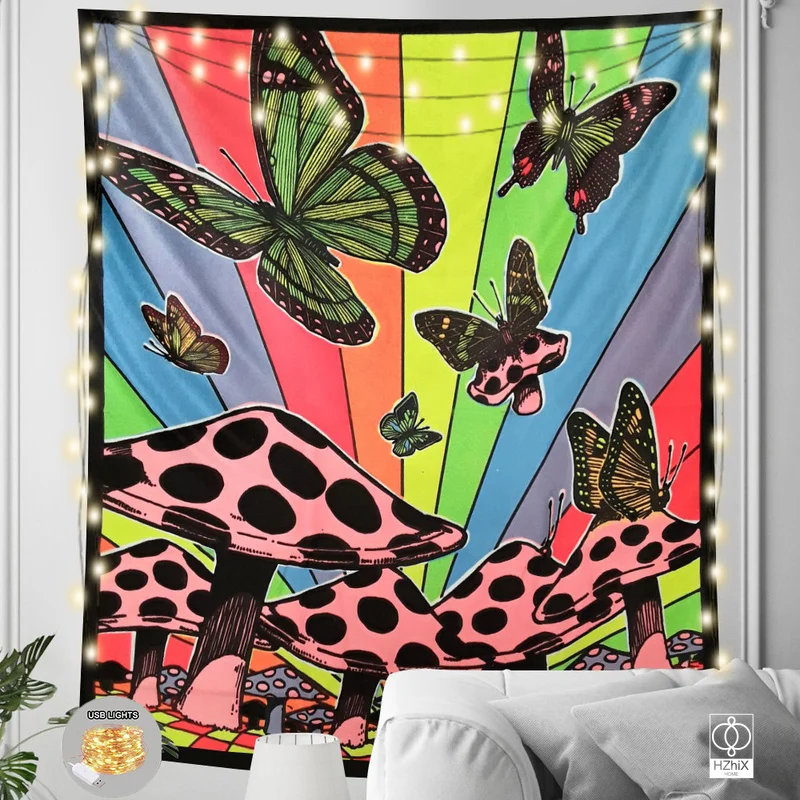 Psychedelic Butterfly Tapestry with Lights Mandala Bohemian Psychedelic Style Tapestries Wall for Bedroom Room Decor Aesthetic
Psychedelic Butterfly Tapestry with Lights Mandala Bohemian Psychedelic Style Tapestries Wall for Bedroom Room Decor Aesthetic