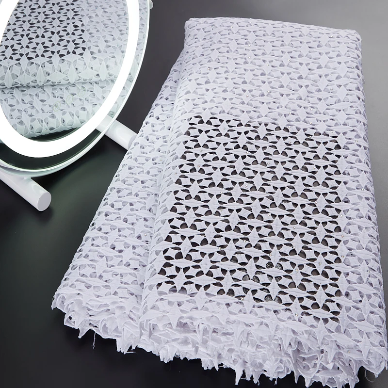 Pure White African Lace Fabric Water Solube Embroidery Nigerian Guipure Cord Lace Fabric 2022 High Quality Wedding Party A3001
Pure White African Lace Fabric Water Solube Embroidery Nigerian Guipure Cord Lace Fabric 2022 High Quality Wedding Party A3001