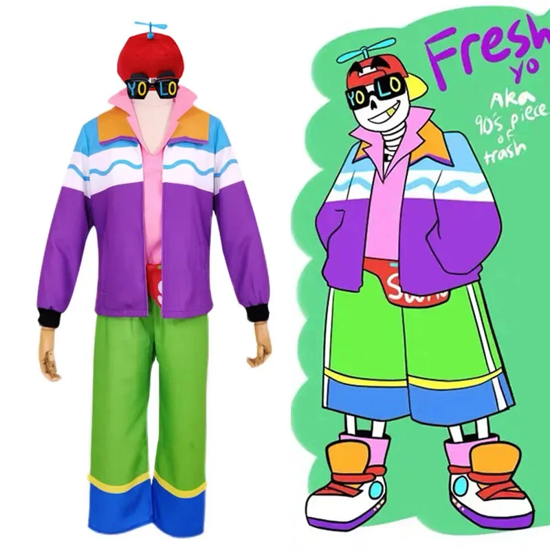 Game Undertale AU Fresh! Sans Cosplay Costume Uniform Game Colorful Clothing Frisk Hat Pocket Halloween Party Carnival Outfit
Game Undertale AU Fresh! Sans Cosplay Costume Uniform Game Colorful Clothing Frisk Hat Pocket Halloween Party Carnival Outfit