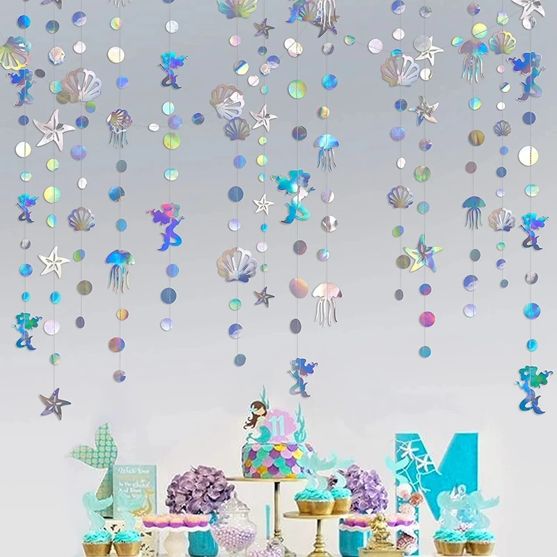 Iridescent Mermaid Birthday Banners Under The Sea Party Hanging Decorations Starfish Jellyfish Paper Garlands Baby Shower Girl
Iridescent Mermaid Birthday Banners Under The Sea Party Hanging Decorations Starfish Jellyfish Paper Garlands Baby Shower Girl