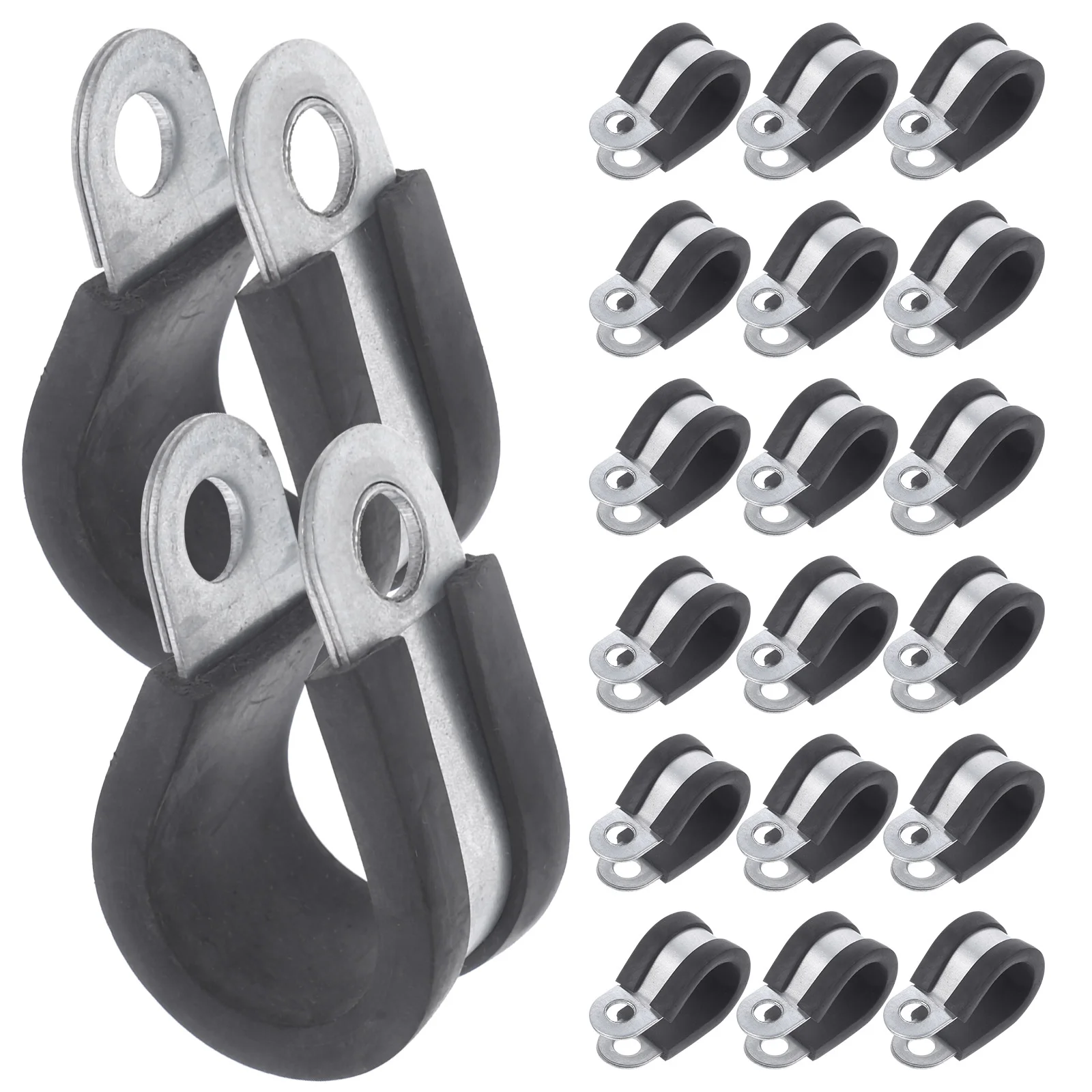 20 Pcs Cable Clamp Wire Clamps for Cables Brake Line Stainless Steel Metal Pipe Repair 
20 Pcs Cable Clamp Wire Clamps for Cables Brake Line Stainless Steel Metal Pipe Repair