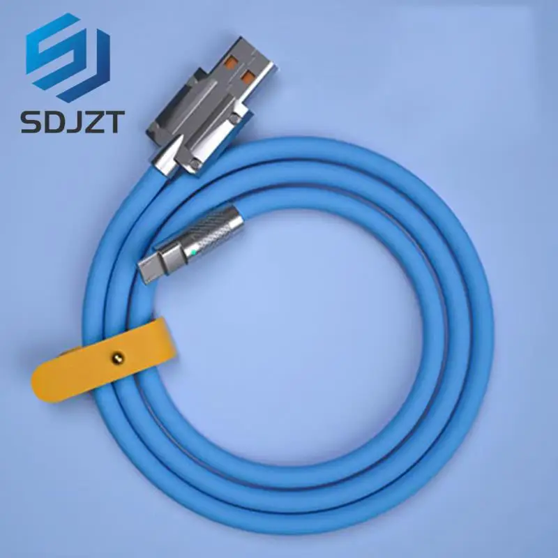 

120W 6A Super Fast Charge Type-C Liquid Silicone Cable With Strap Quick Charge USB Cable For Huawei USB Bold Data Cable