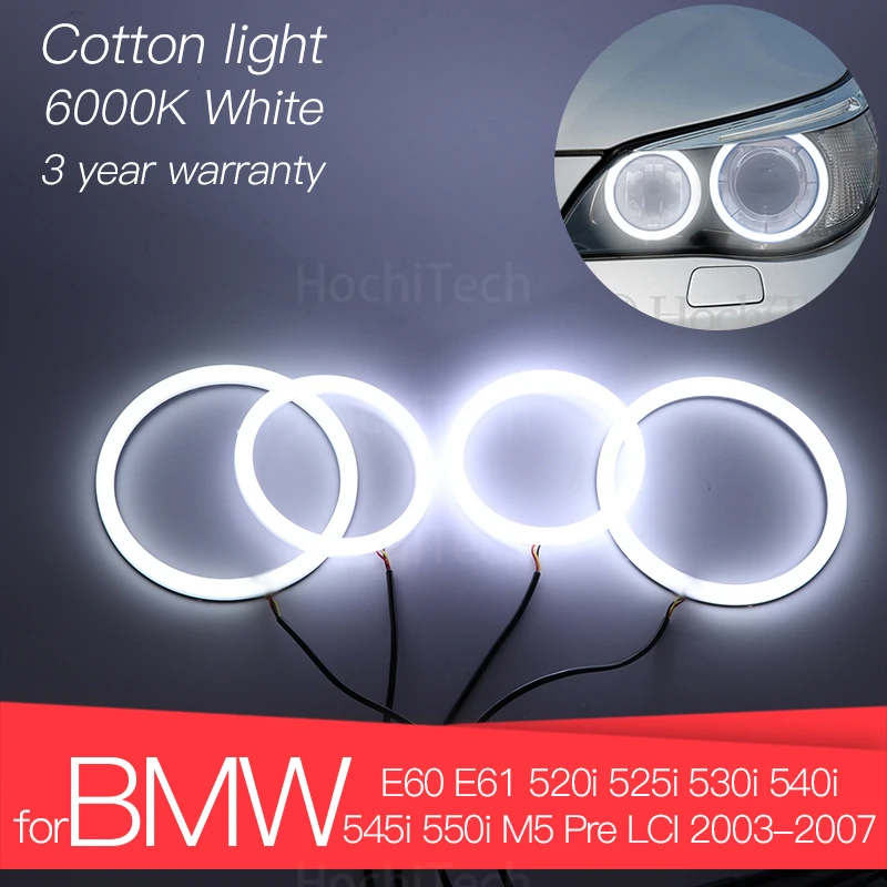 

Hight Quality LED Angel Eyes Kit Cotton White Halo Ring for BMW E60 E61 520i 525i 530i 540i 545i 550i M5 Pre LCI 2003-2007