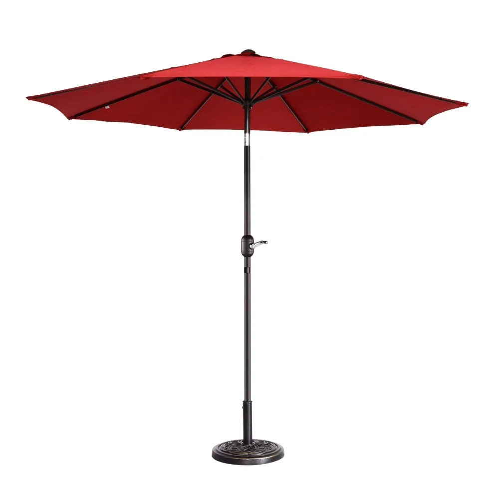 

9' Outdoor Patio Umbrella with 8 Ribs, Aluminum Pole and Auto Tilt, Fade Resistant Market Umbrella, Red