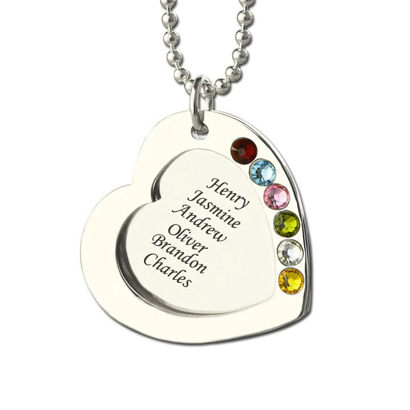 Women Colar Custom Name Engraved Necklace Birth Stone Necklaces Family Heart Pendant Colar Sterling Silver Chain Gift To Mom
Women Colar Custom Name Engraved Necklace Birth Stone Necklaces Family Heart Pendant Colar Sterling Silver Chain Gift To Mom