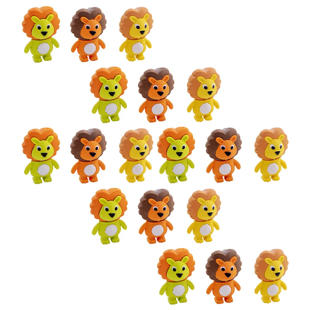 

18 Pcs Eraser Kids Mini Toys Adorable Lion Shaped Erasers School Stationery Supplies Tpr Cartoon Animals Student 3D