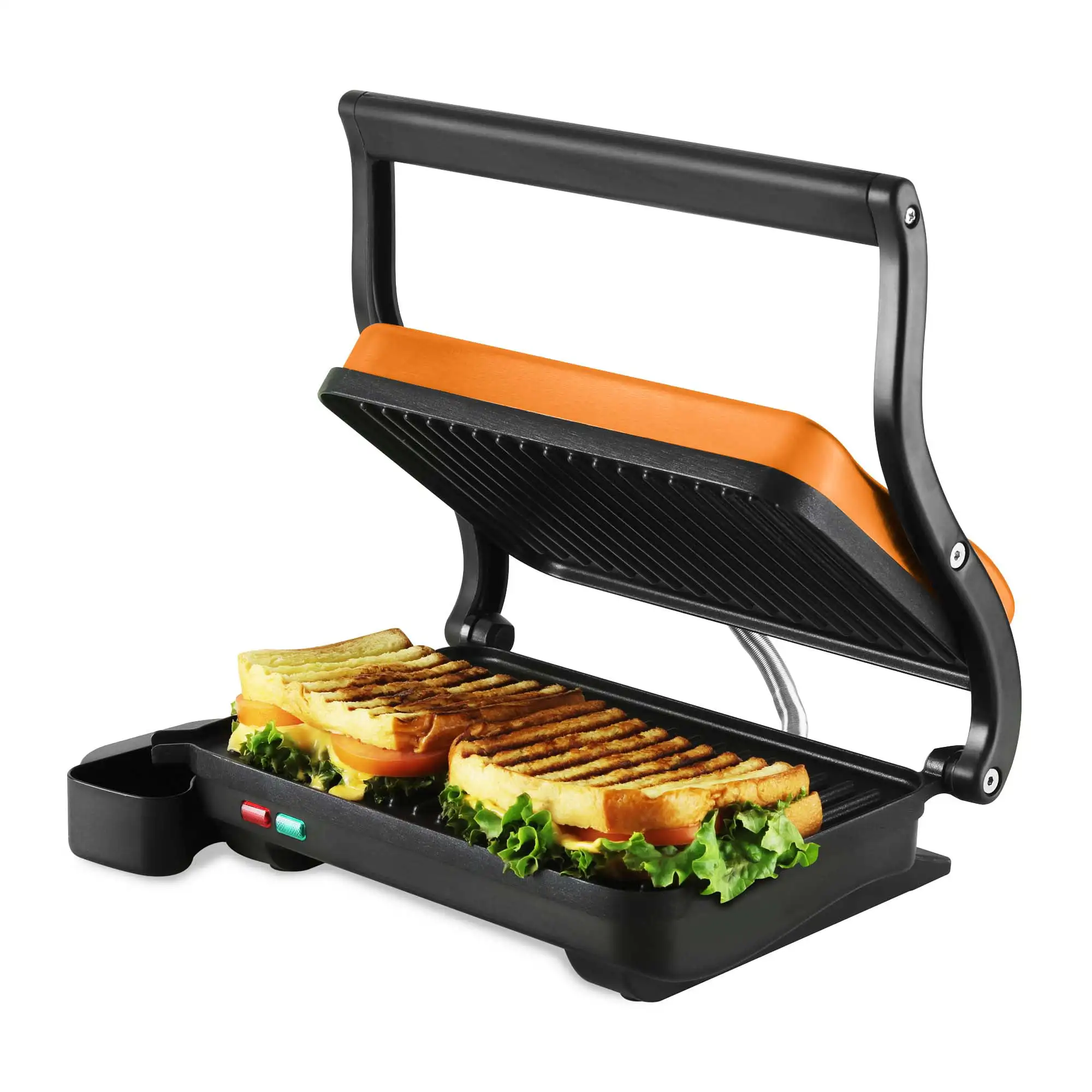 Electric Indoor Panini Press Grill with Non-Stick Cooking Plate, 1000W Thermostat Control and Removable Drip Tray for Easy Clean
Electric Indoor Panini Press Grill with Non-Stick Cooking Plate, 1000W Thermostat Control and Removable Drip Tray for Easy Clean